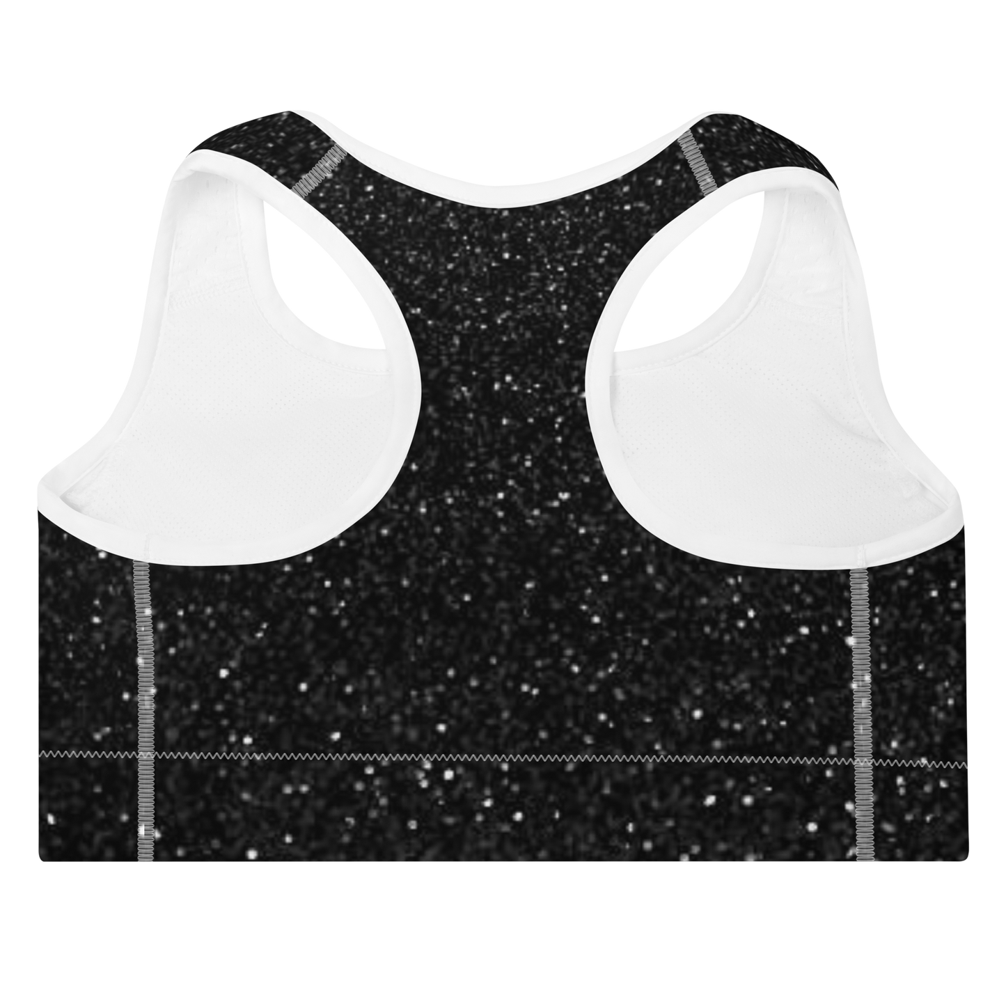 Black Intensity Padded Sports Bra (white piping)