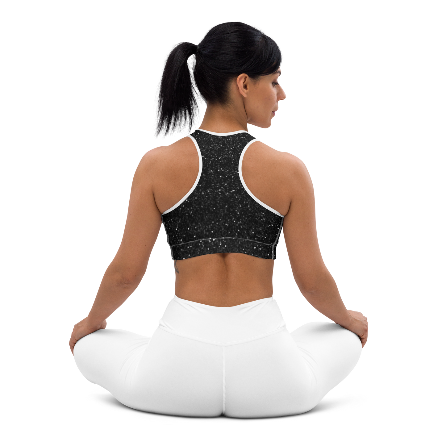 Black Intensity Padded Sports Bra (white piping)