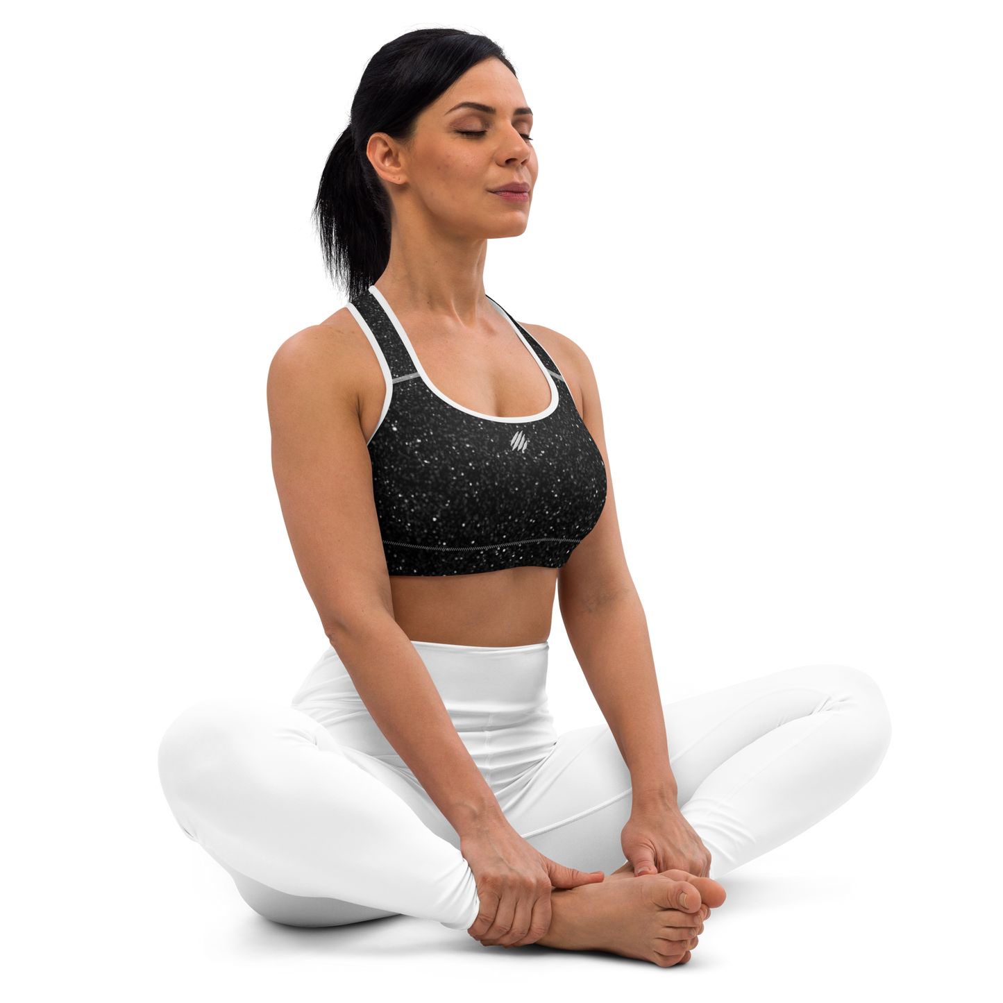 Black Intensity Padded Sports Bra (white piping)