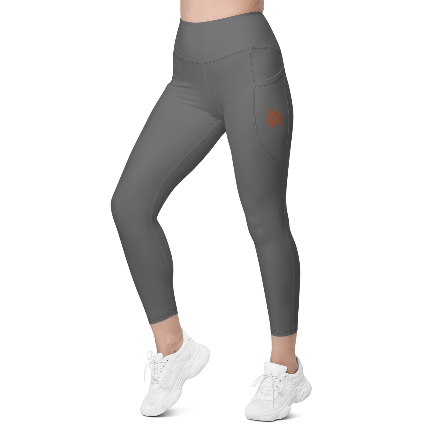 Fierce Grey/Orange Leggings with Pockets