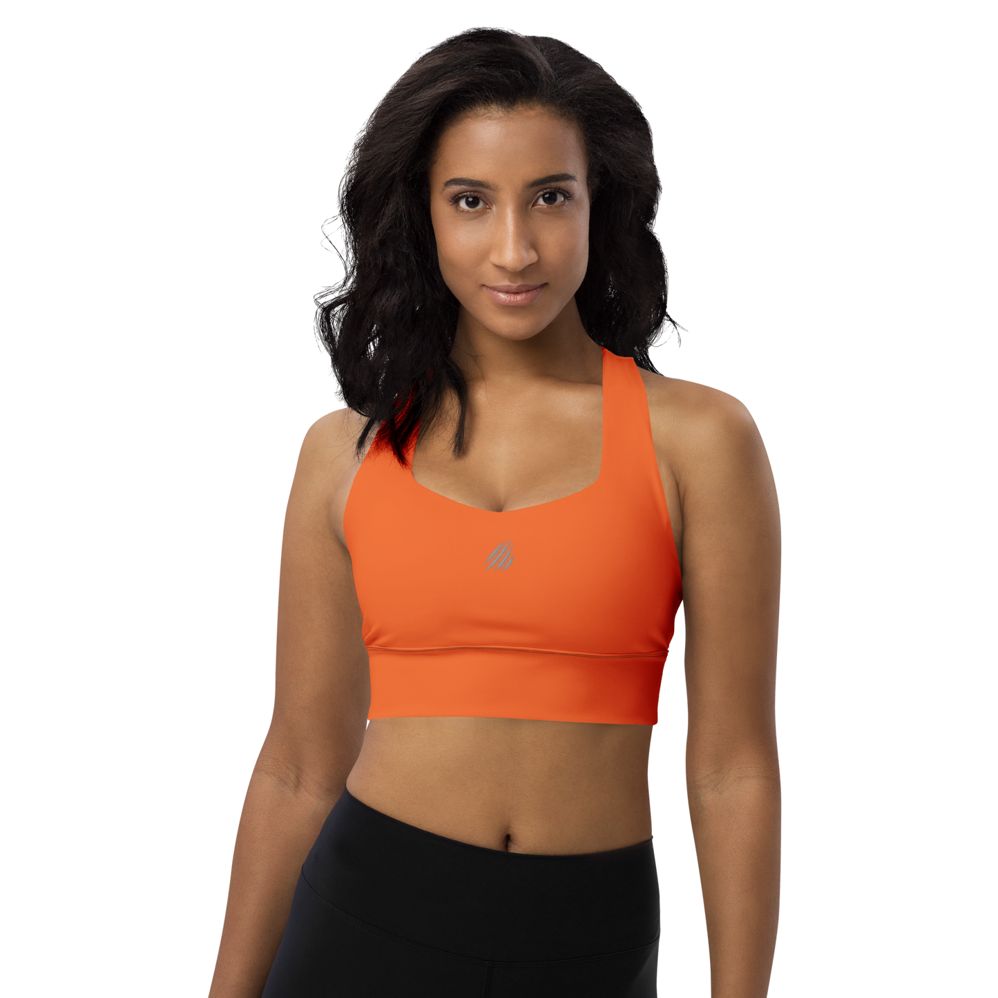 Fierce Orange/Grey Longline Sports Bra