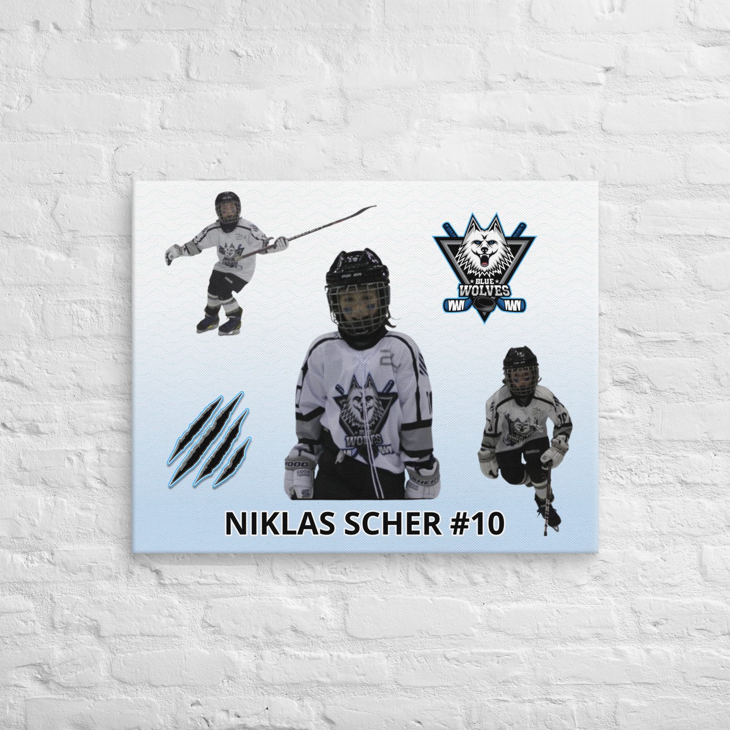 24" × 30" Blue Wolves Ice Hockey Club "Scher" Canvas