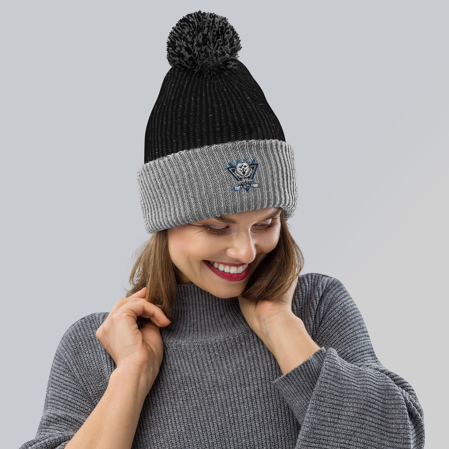 Blue Wolves Ice Hockey Pom-Pom Beanie