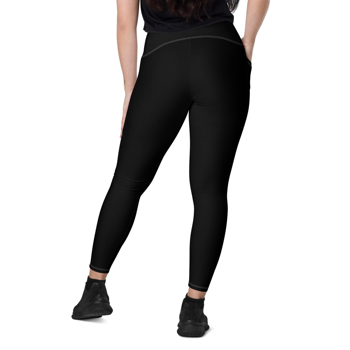 American Logo Black Leggings with Pockets