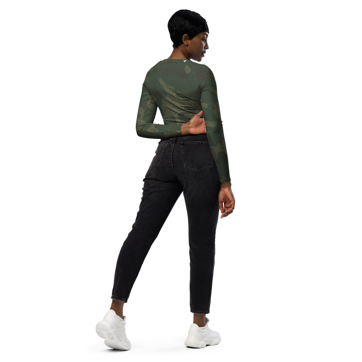 Camo Recycled Long-Sleeve Crop Top