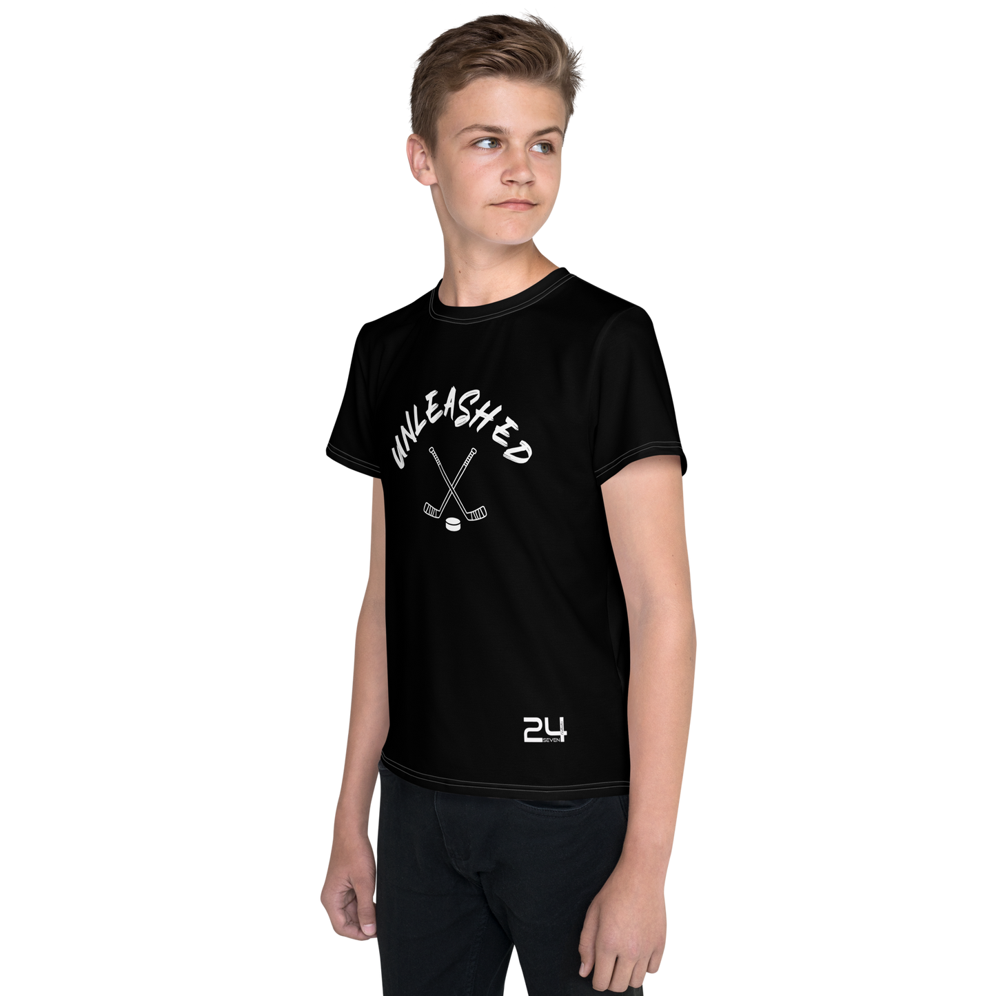 Ice Hockey "UNLEASHED" Unisex Youth crew neck t-shirt