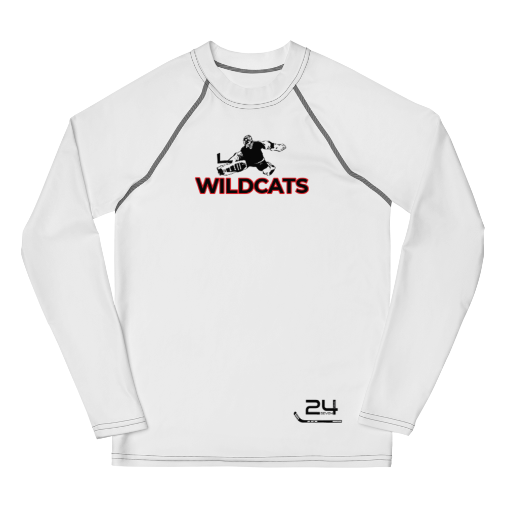 Ice Hockey Goalie "Wildcats" Youth Rash Guard - Powder, Pond & Sticks Collection