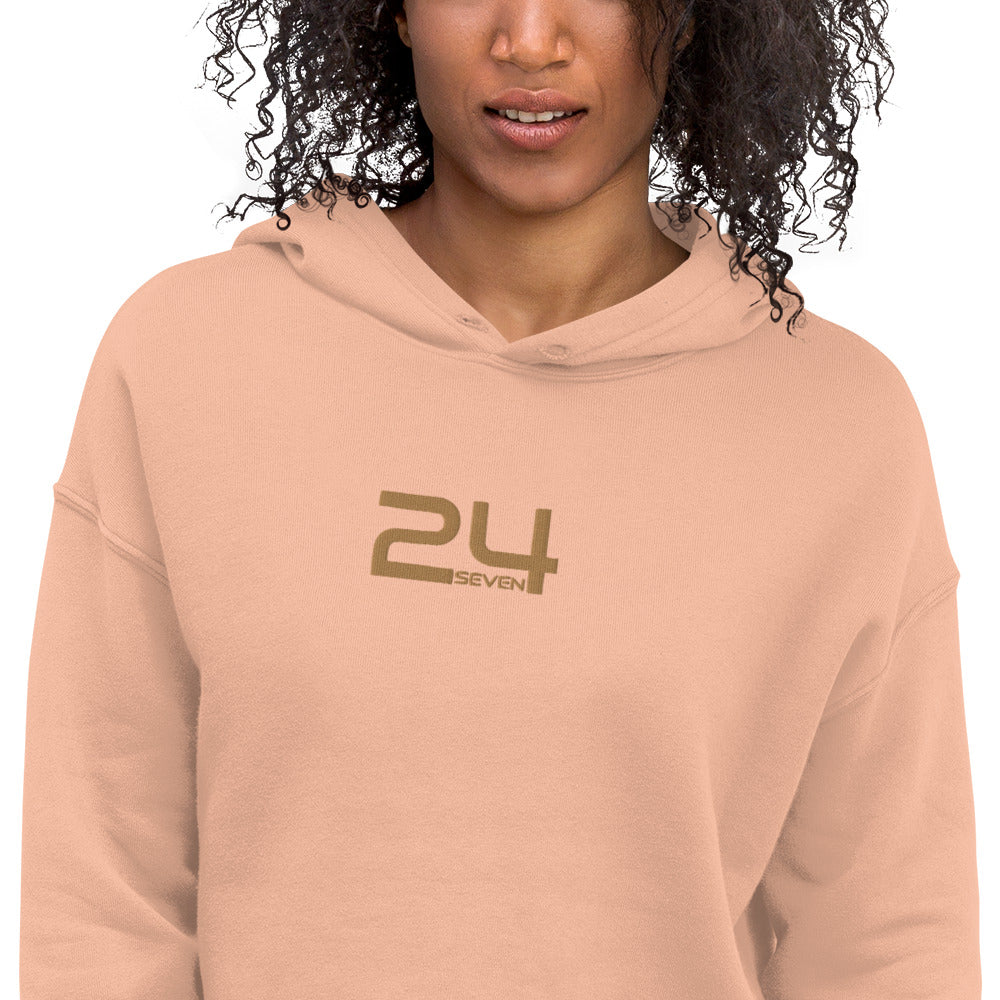 Gold Logo Embroidered Crop Hoodie