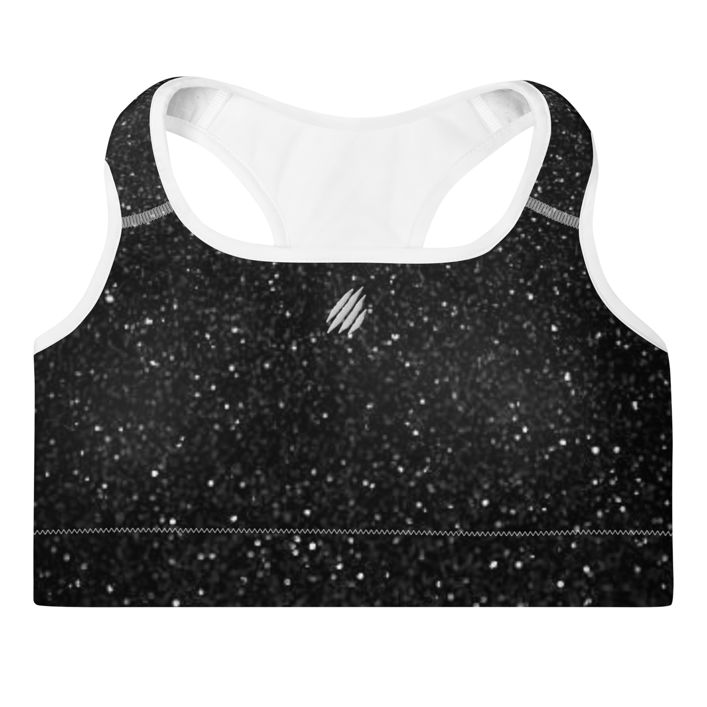 Black Intensity Padded Sports Bra (white piping)