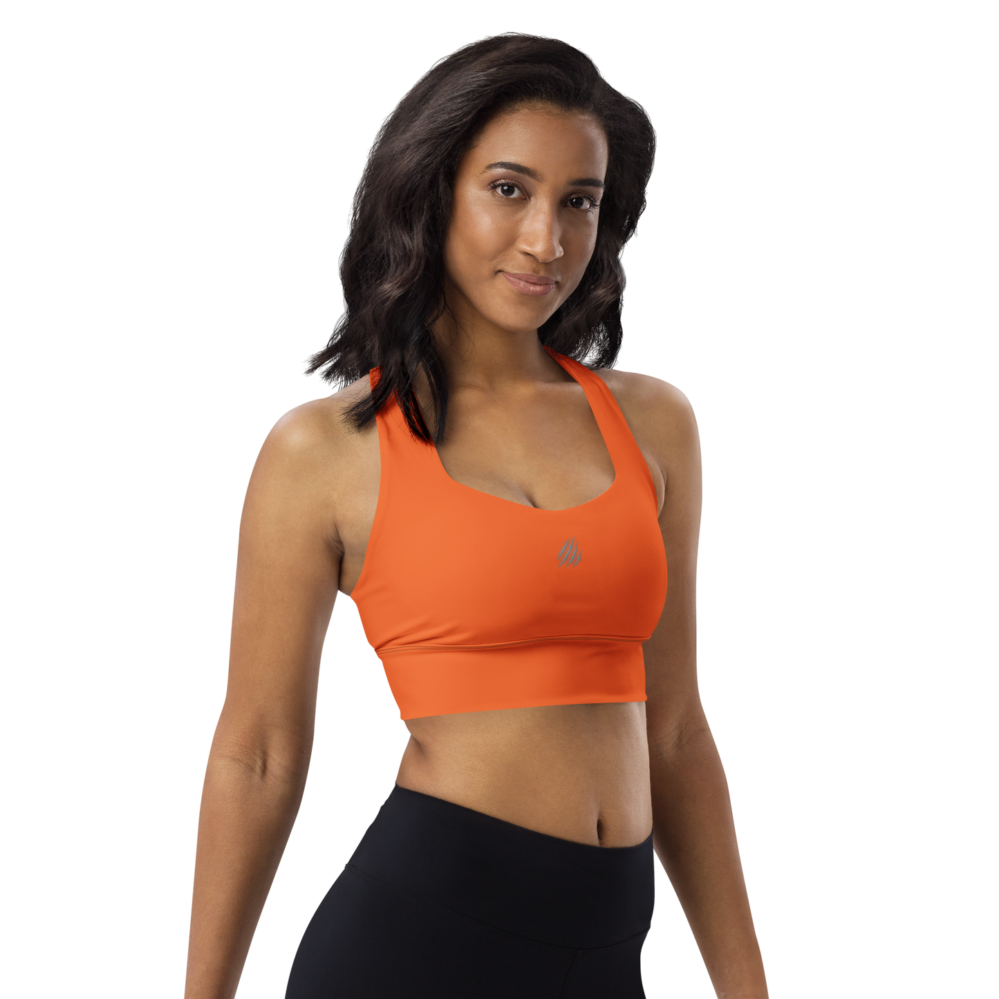 Fierce Orange/Grey Longline Sports Bra