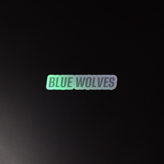 Blue Wolves Ice Hockey Gray on White Holographic stickers