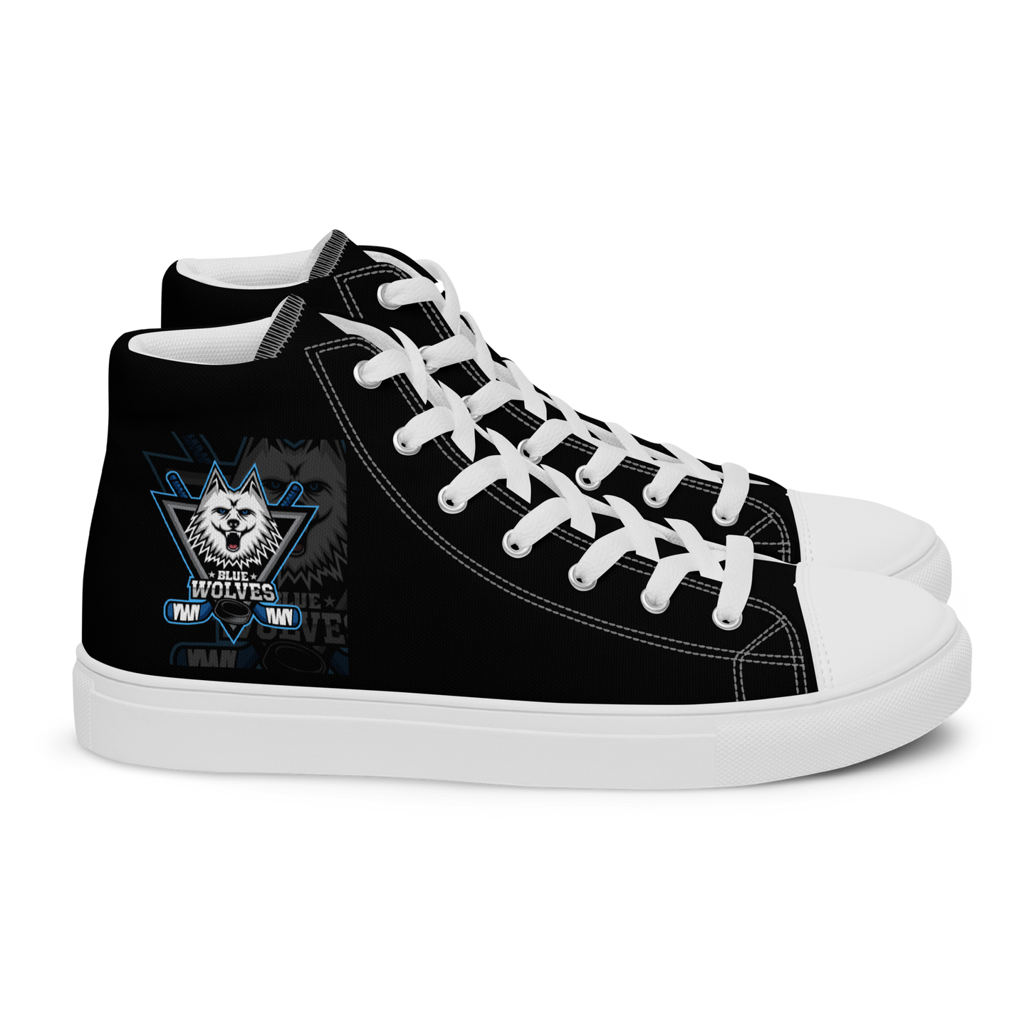 Blue Wolves Ice Hockey Women’s High Top Canvas Shoes