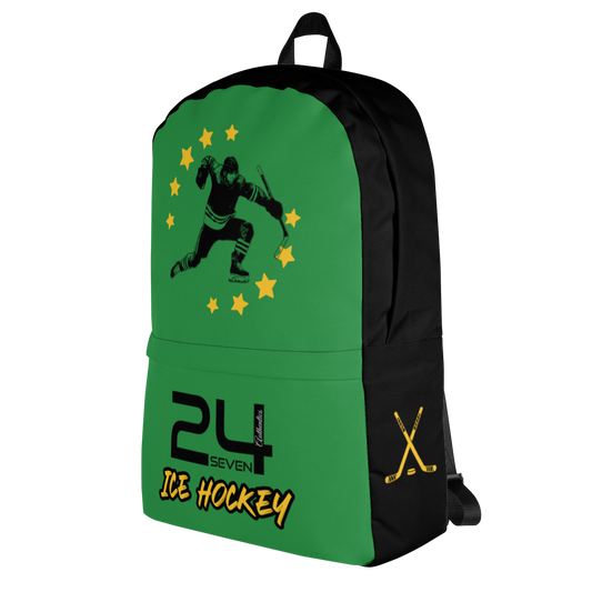 Ice Hockey Backpack (Black/Green/Yellow)- The Powder, Pond & Sticks Collection