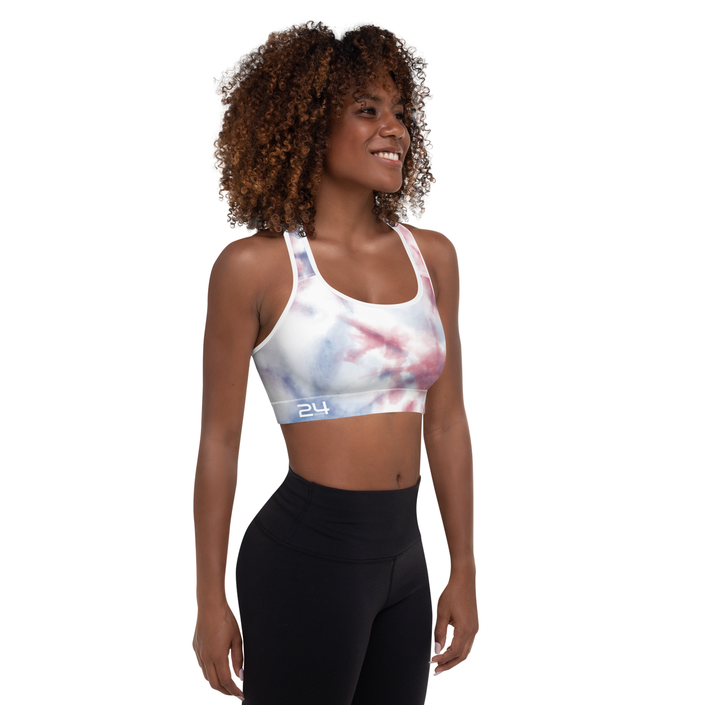 Red/White/Blue Tie Dye Padded Sports Bra