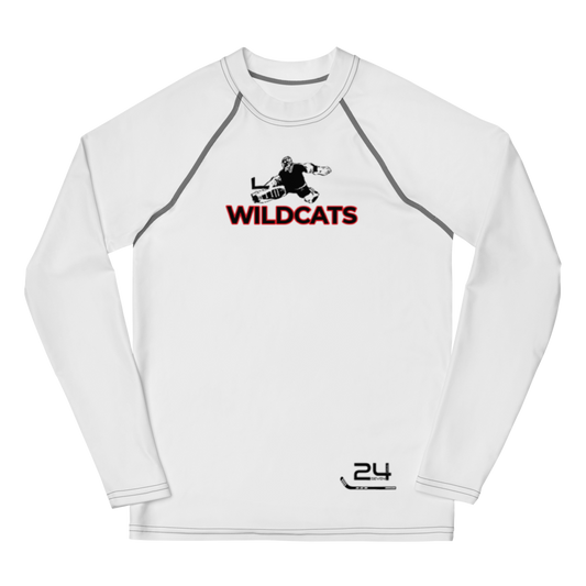 Ice Hockey Goalie "Wildcats" Youth Rash Guard - Powder, Pond & Sticks Collection