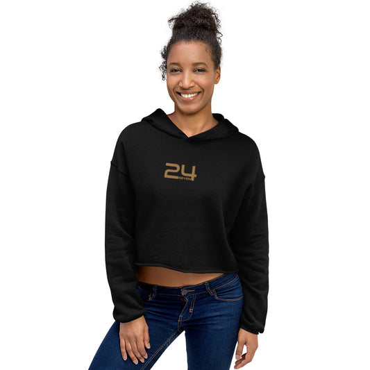 Gold Logo Embroidered Crop Hoodie
